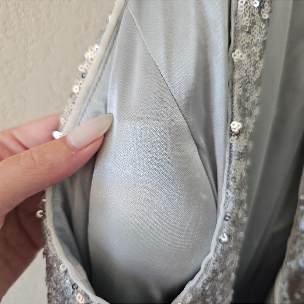 Revelry Silver Sequin Tori Gown Sz 8 - Picture 8 of 15